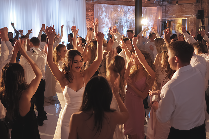 Reception guests dancing